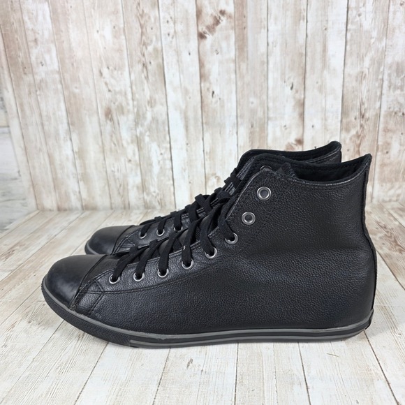 Converse Chuck Taylor All Star Leather High Top Sneakers Mens 12 Black - Picture 2 of 8